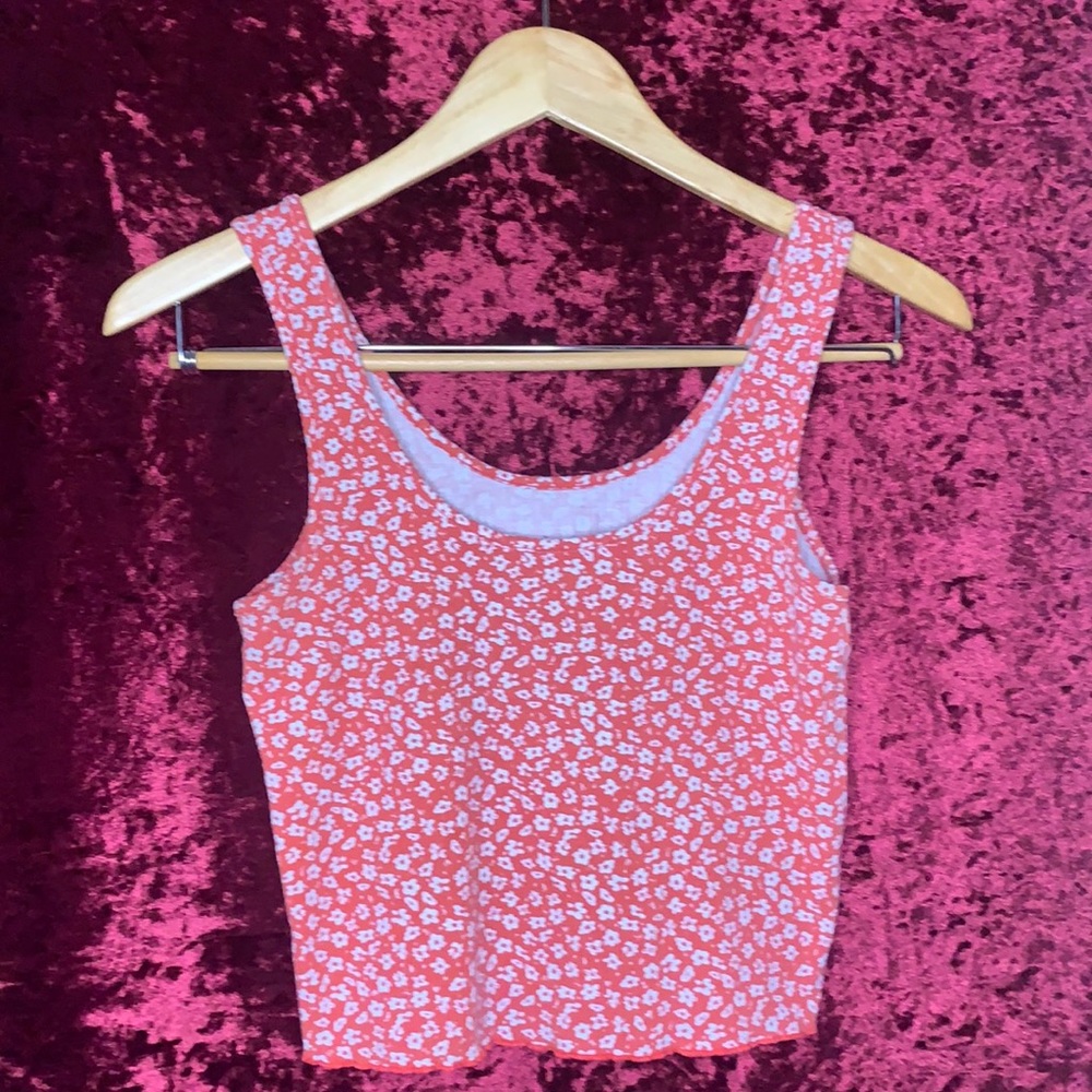 Ps basics flower red ruffle tank size S